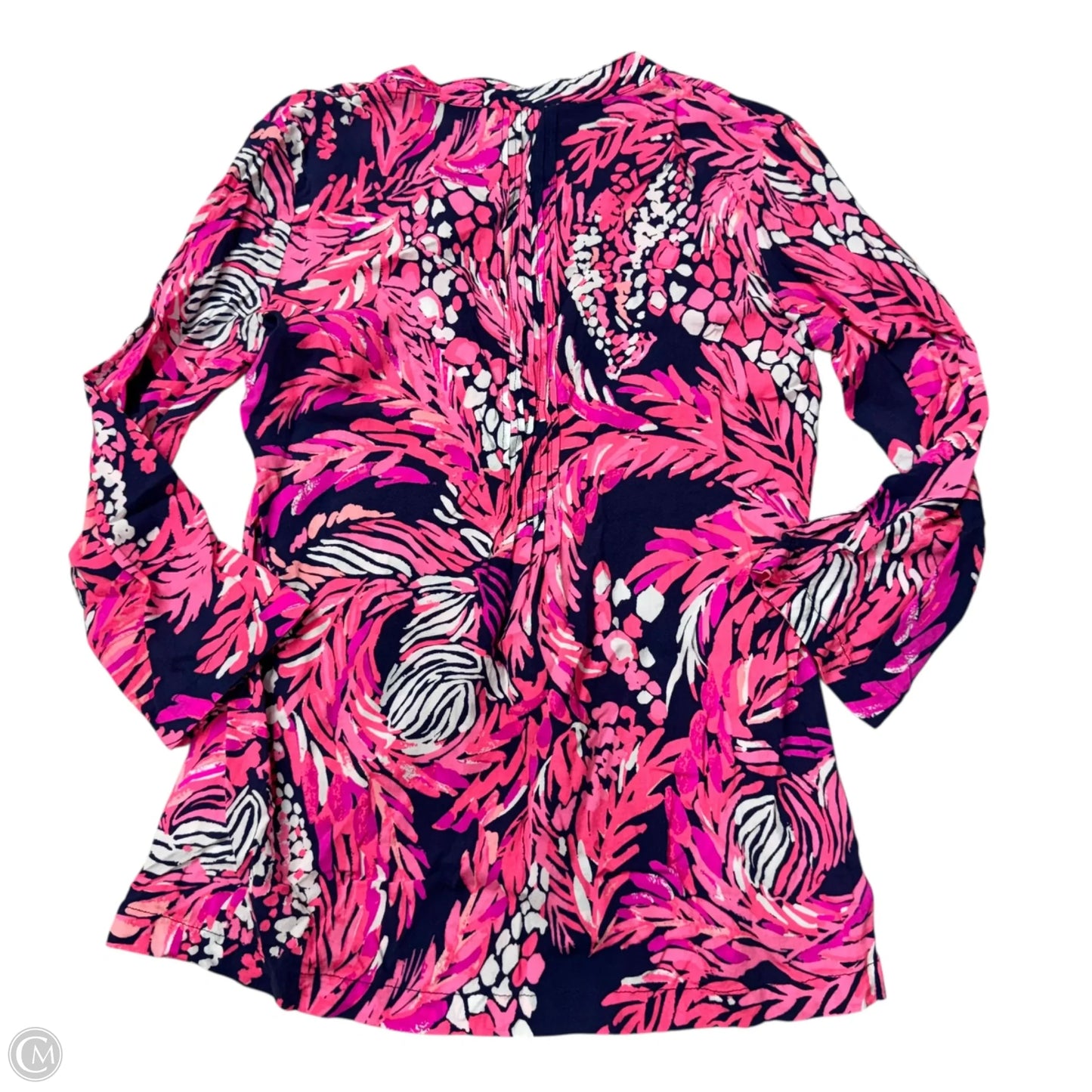 Top Long Sleeve Designer By Lilly Pulitzer In Blue & Pink, Size: S