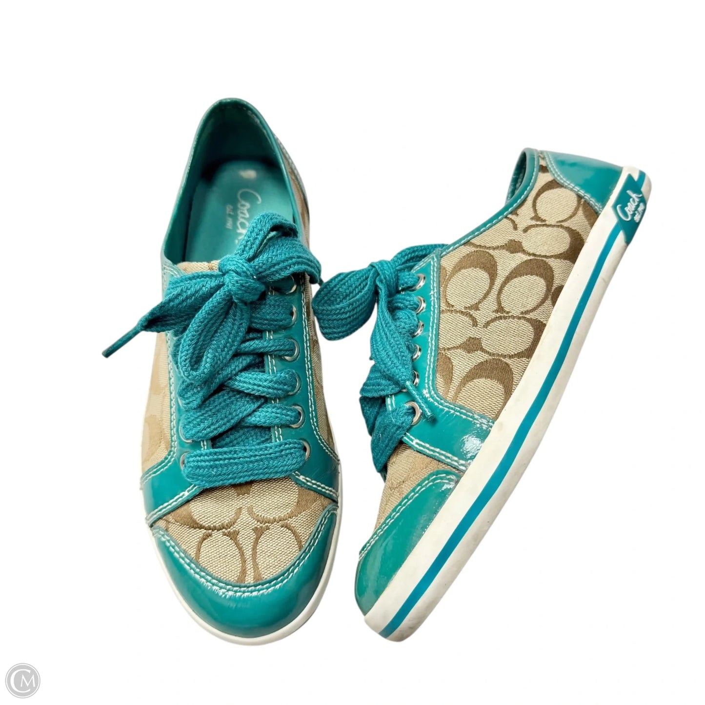 Shoes Designer By Coach In Blue & Brown, Size: 8.5