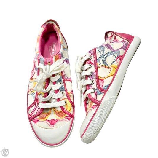 Shoes Designer By Coach In Pink & White, Size: 8.5