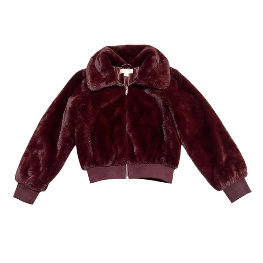 Coat Faux Fur & Sherpa By Band Of Gypsies In Maroon, Size: S