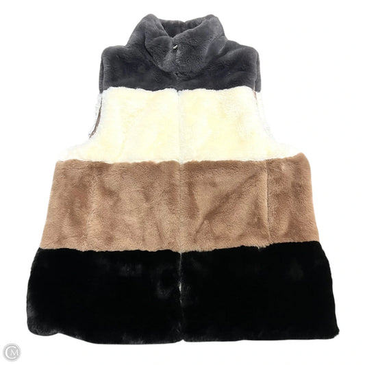 Vest Faux Fur & Sherpa By Echo In Cream & Grey, Size: M