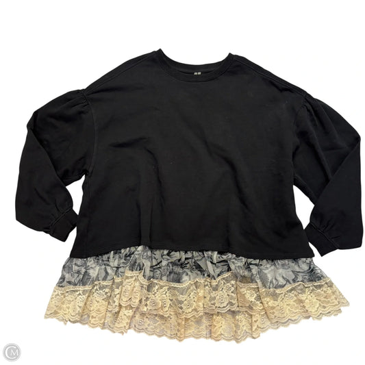 Sweatshirt Crewneck By Anthropologie In Black & Cream, Size: M