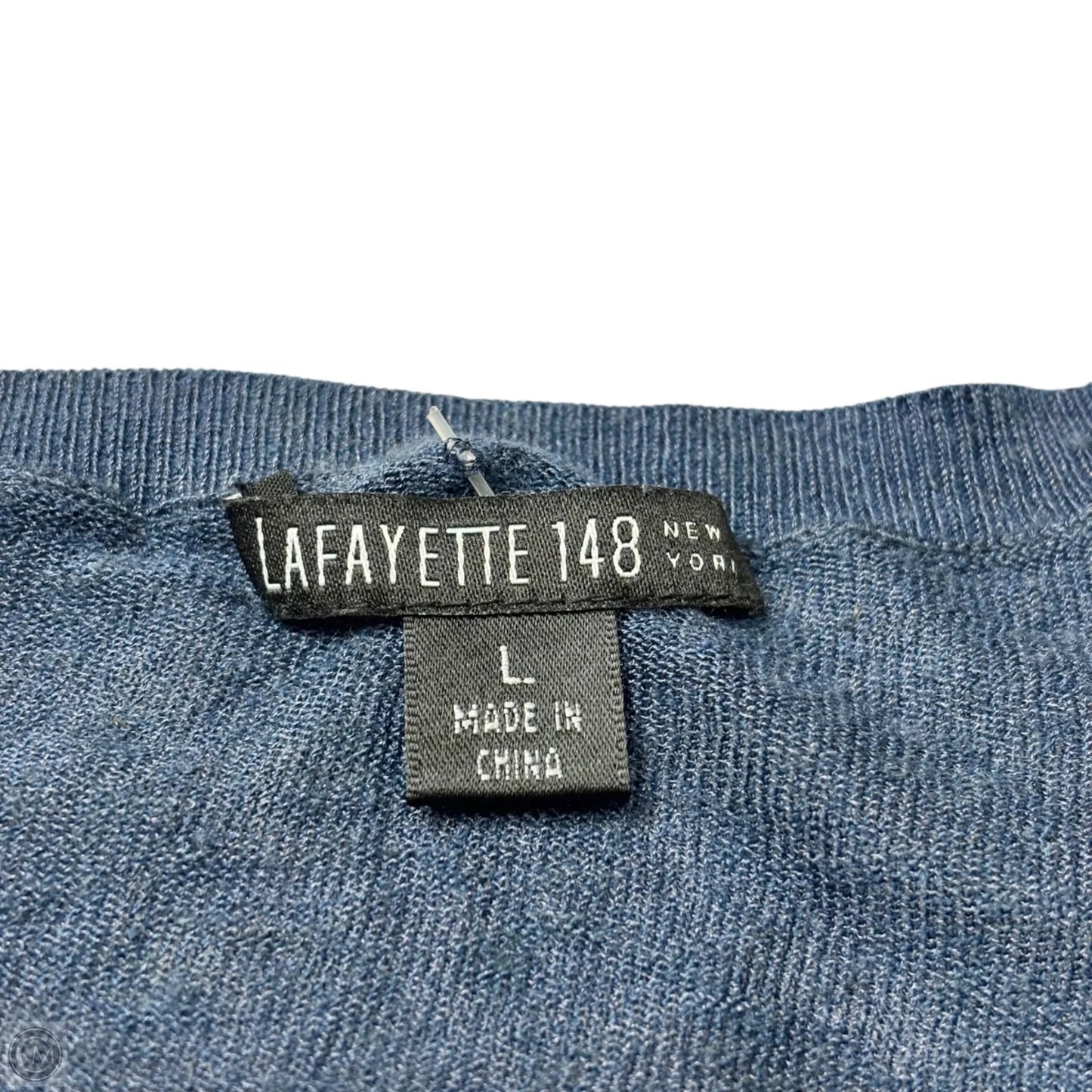 Top Long Sleeve Designer By Lafayette 148 In Blue, Size: L