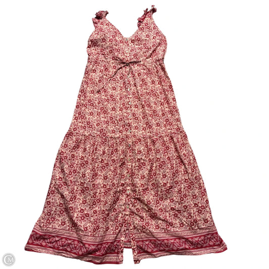 Dress Casual Maxi By Faherty In Pink & Red, Size: Xl