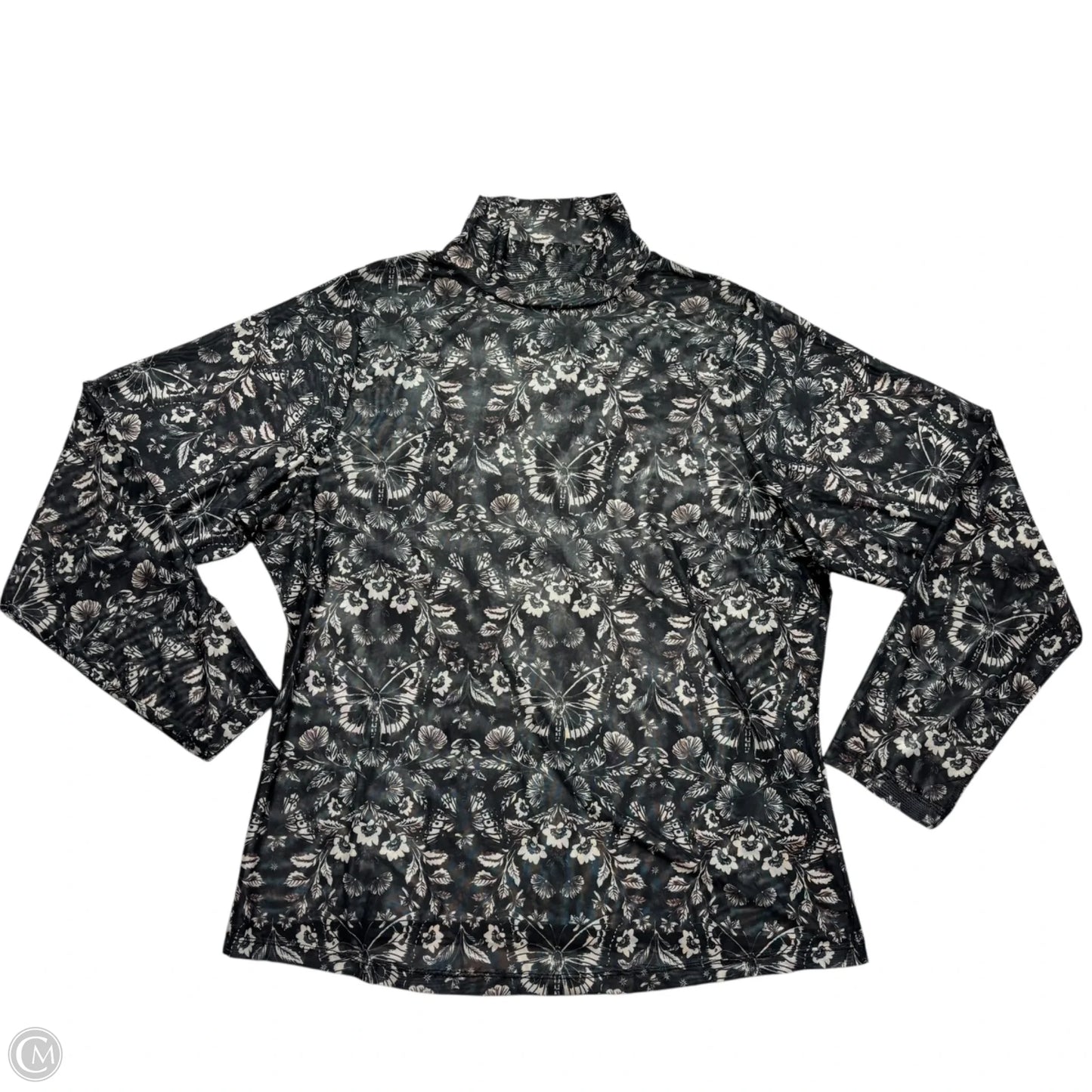 Top Long Sleeve By Anthropologie In Grey & White, Size: 1x