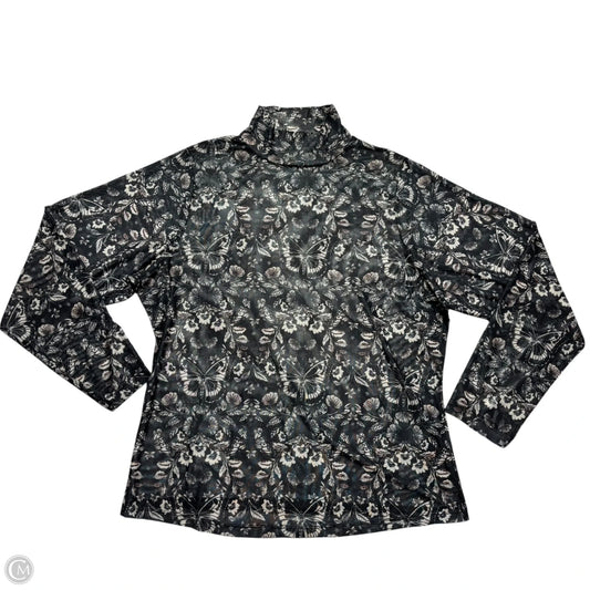 Top Long Sleeve By Anthropologie In Grey & White, Size: 1x