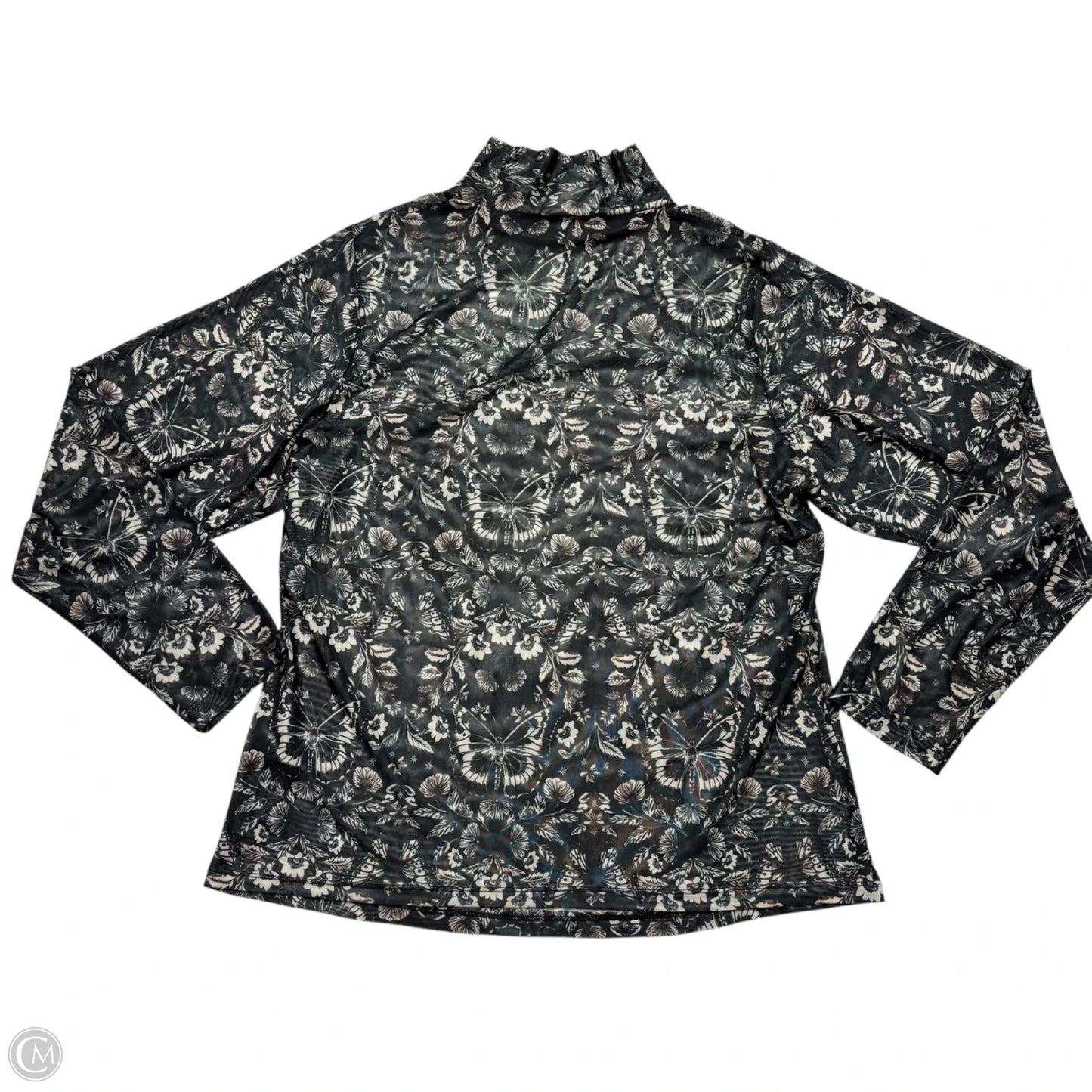 Top Long Sleeve By Anthropologie In Grey & White, Size: 1x