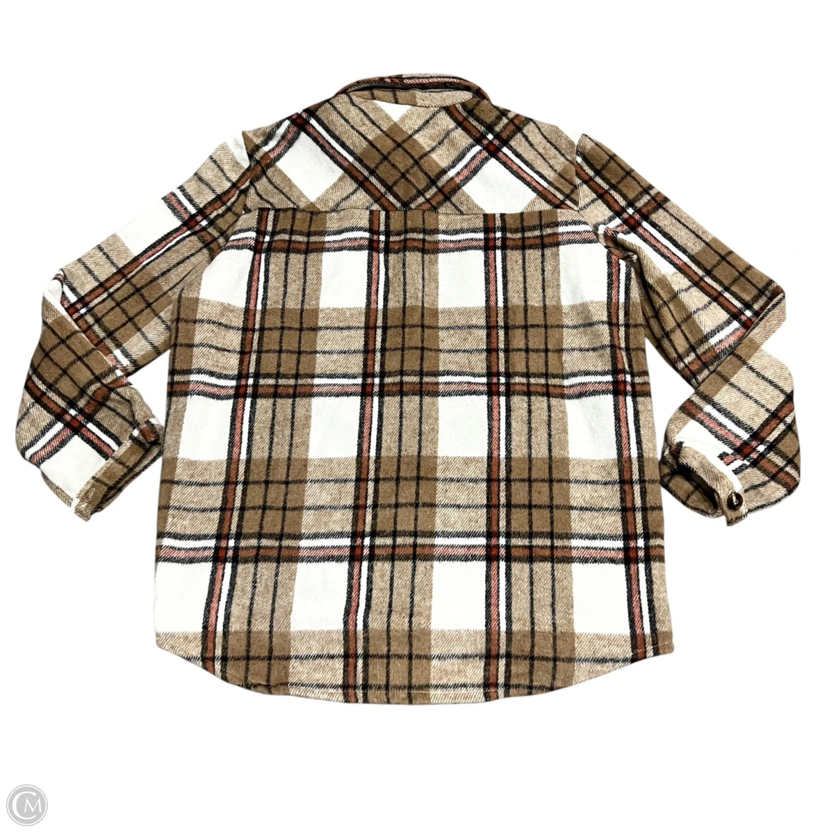 Jacket Shirt By Mirabean In Plaid Pattern, Size: M