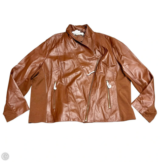 Jacket Moto By Iman Hsn In Brown, Size: 3x
