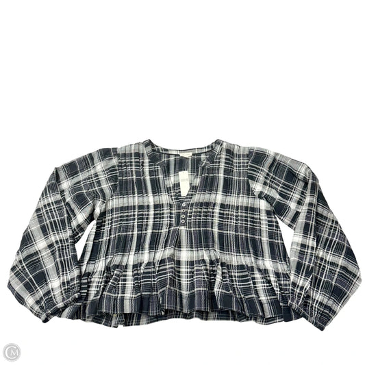 Top Long Sleeve By Pilcro In Black & White, Size: Xl