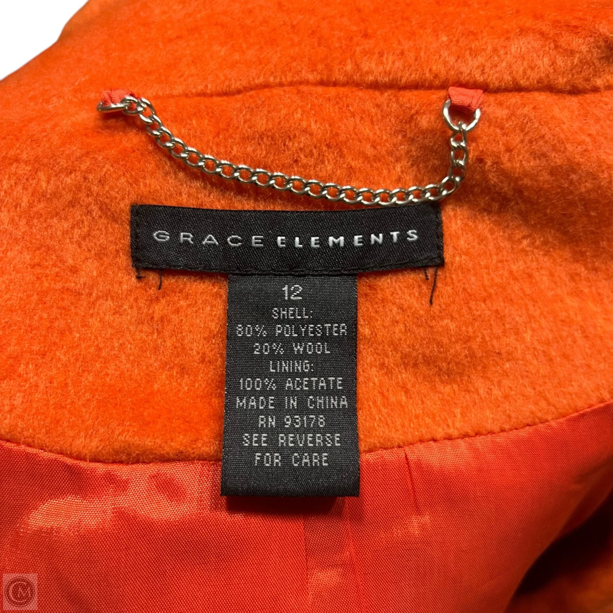 Coat Peacoat By Grace Elements In Orange, Size: L