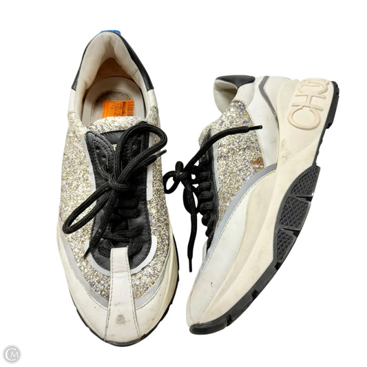 Shoes Luxury Designer By Jimmy Choo In Black & White, Size: 8