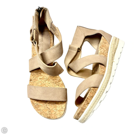 Sandals Heels Wedge By Adrienne Vittadini In Brown & Tan, Size: 7.5