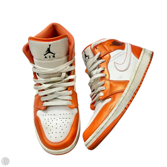 Shoes Luxury Designer By Jordan In Orange & White, Size: 10.5