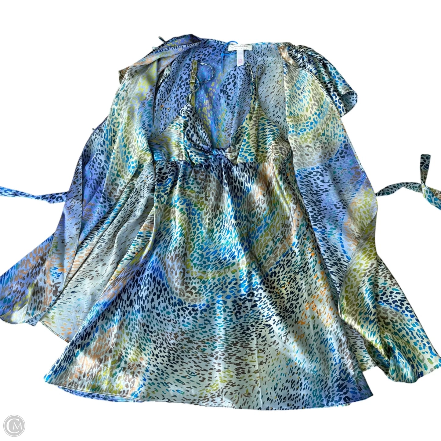 Pajamas Luxury Designer By Oscar De La Renta In Blue & Green, Size: L