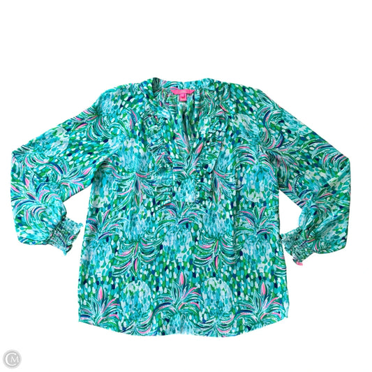 Blouse Designer By Lilly Pulitzer In Blue & Green, Size: S