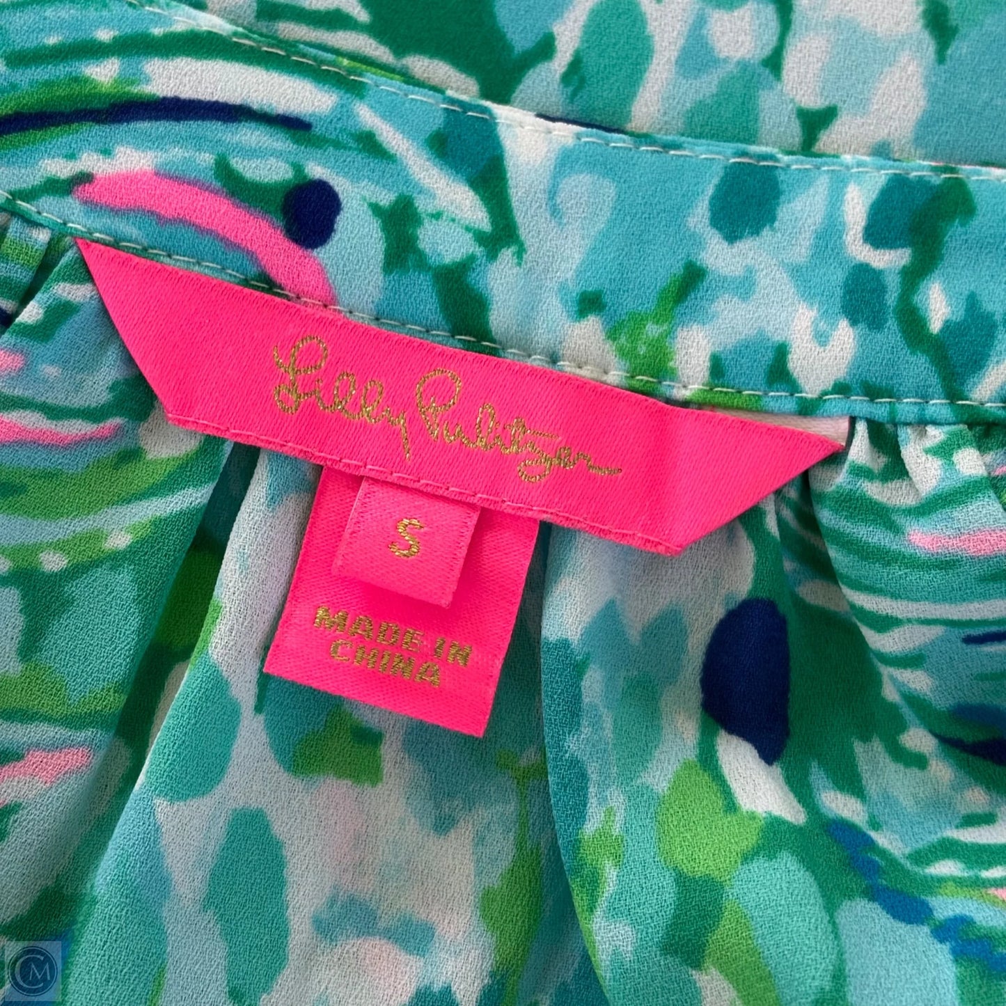 Blouse Designer By Lilly Pulitzer In Blue & Green, Size: S