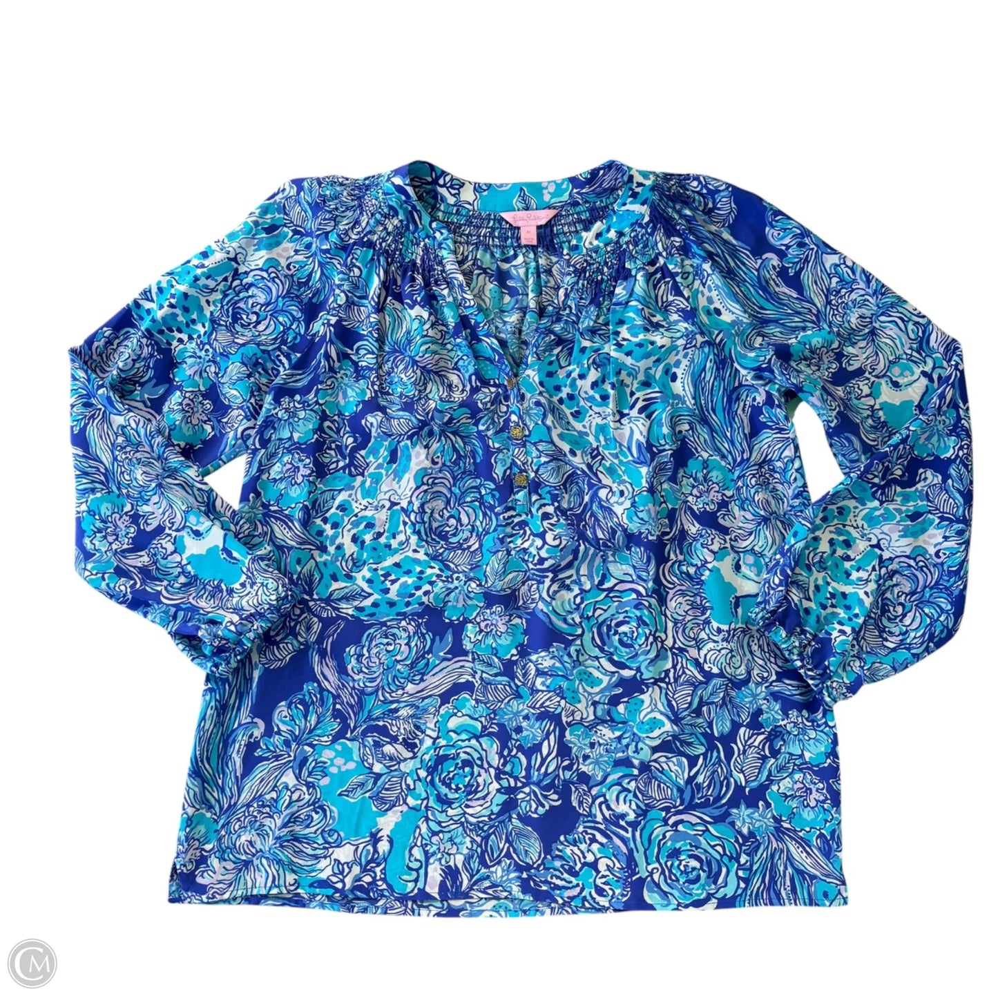 Blouse Designer By Lilly Pulitzer In Blue & Purple, Size: M