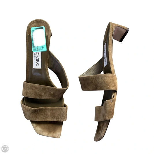 Sandals Luxury Designer By Jimmy Choo In Green, Size: 11