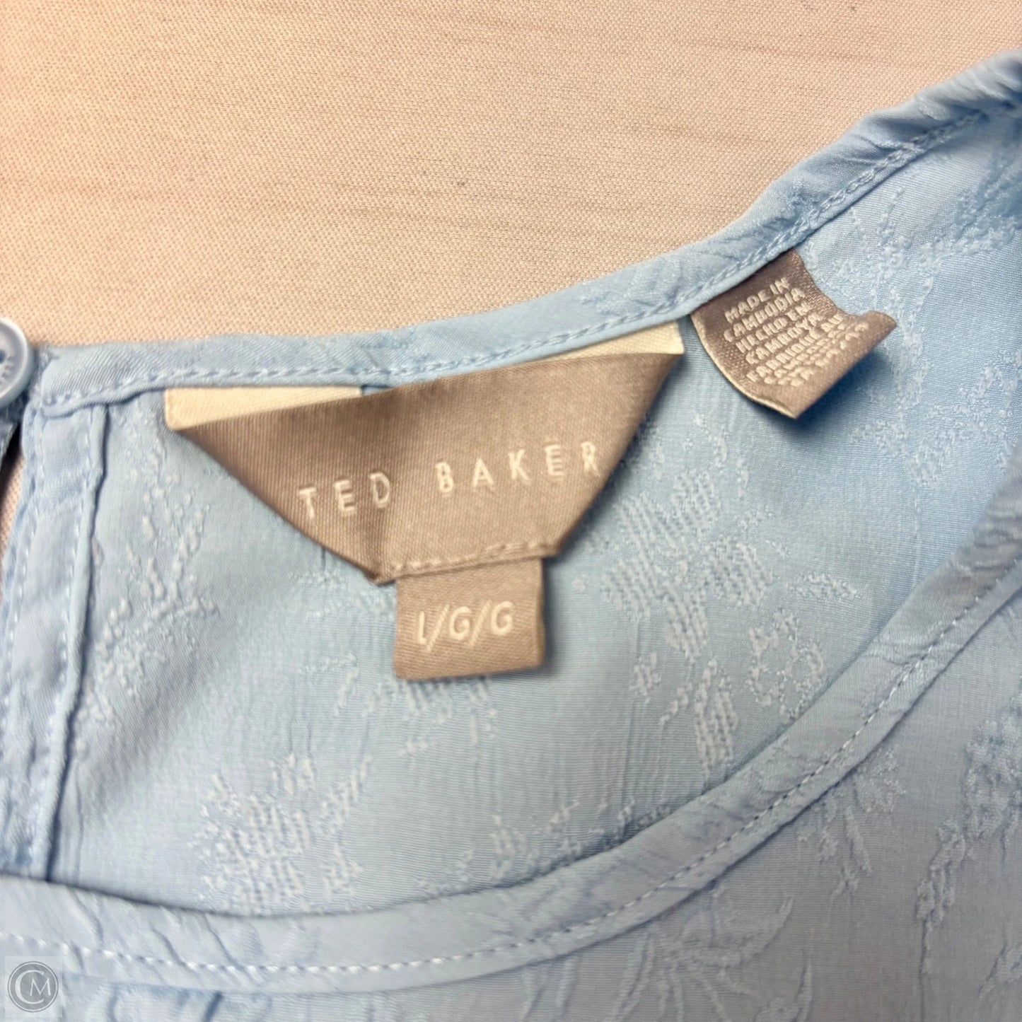 Blouse Short Sleeve By Ted Baker In Blue, Size: L
