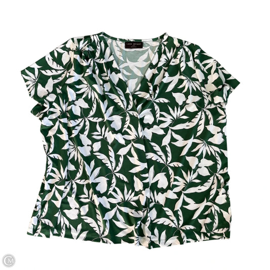 Top Short Sleeve By Lane Bryant In Green & White, Size: 1x