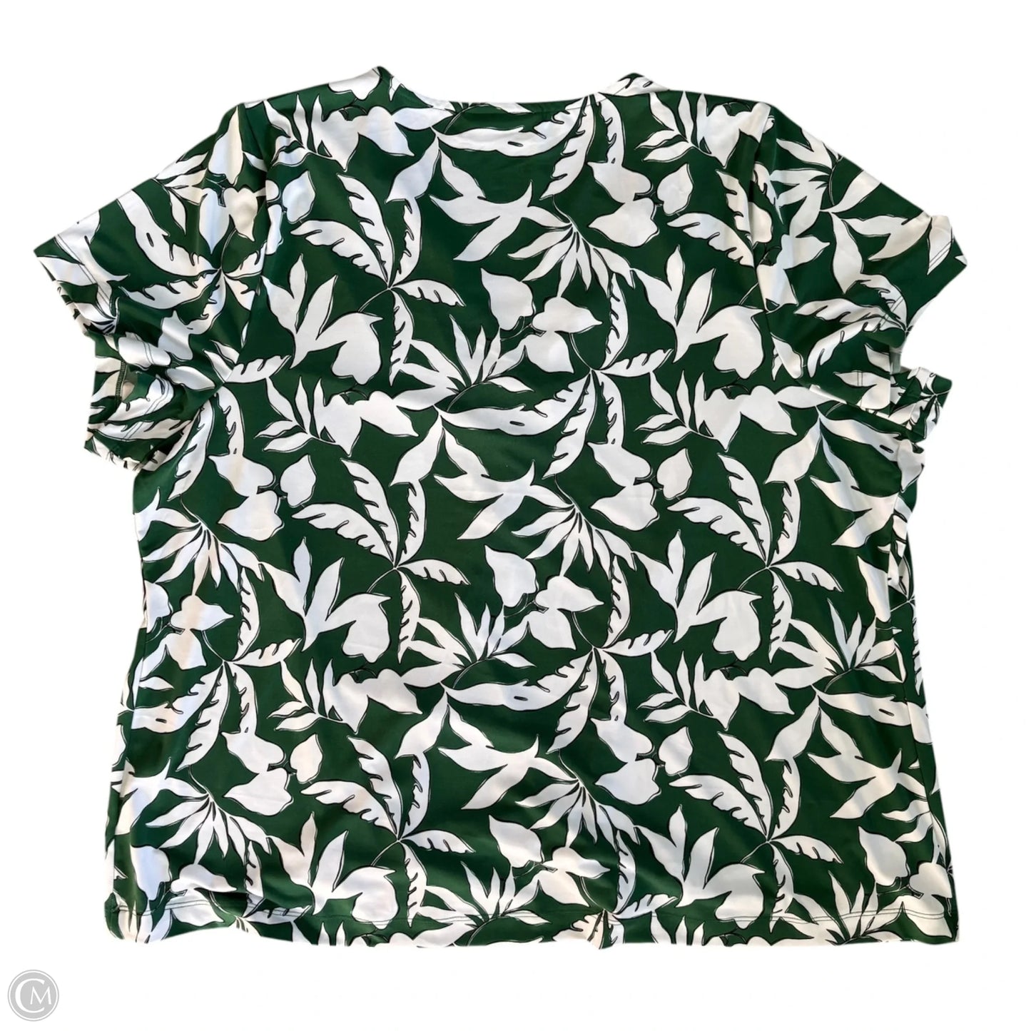 Top Short Sleeve By Lane Bryant In Green & White, Size: 1x