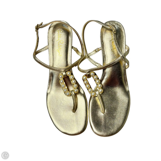 Sandals Designer By Lilly Pulitzer In Gold, Size: 8.5