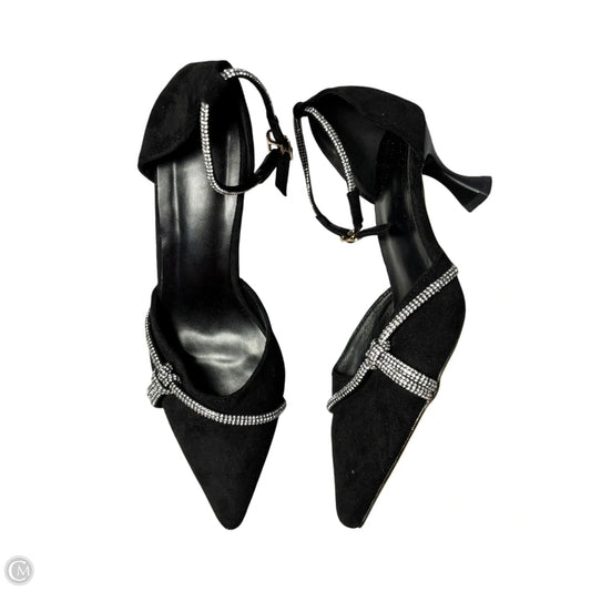 Shoes Heels Kitten By Clothes Mentor In Black & Silver, Size: 8.5