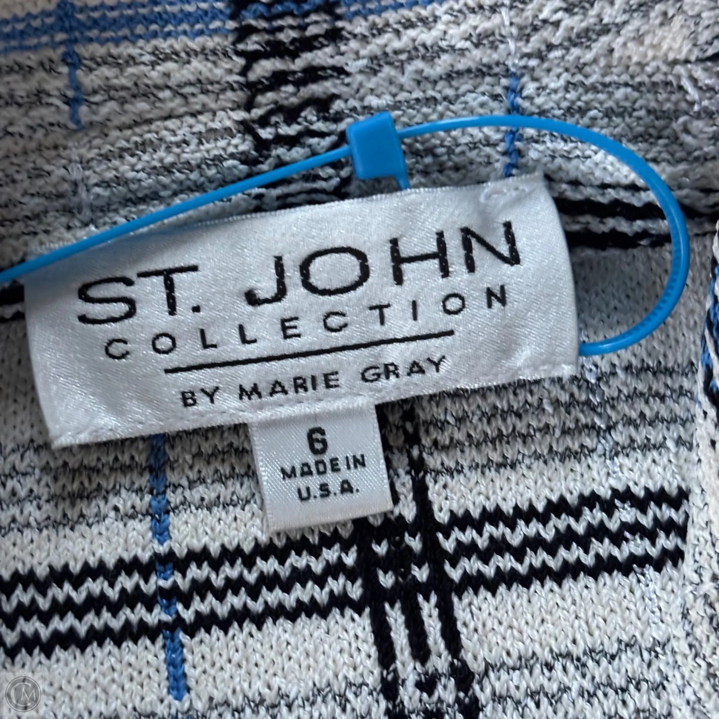 Blazer Luxury Designer By St John Collection In Blue & White, Size: S