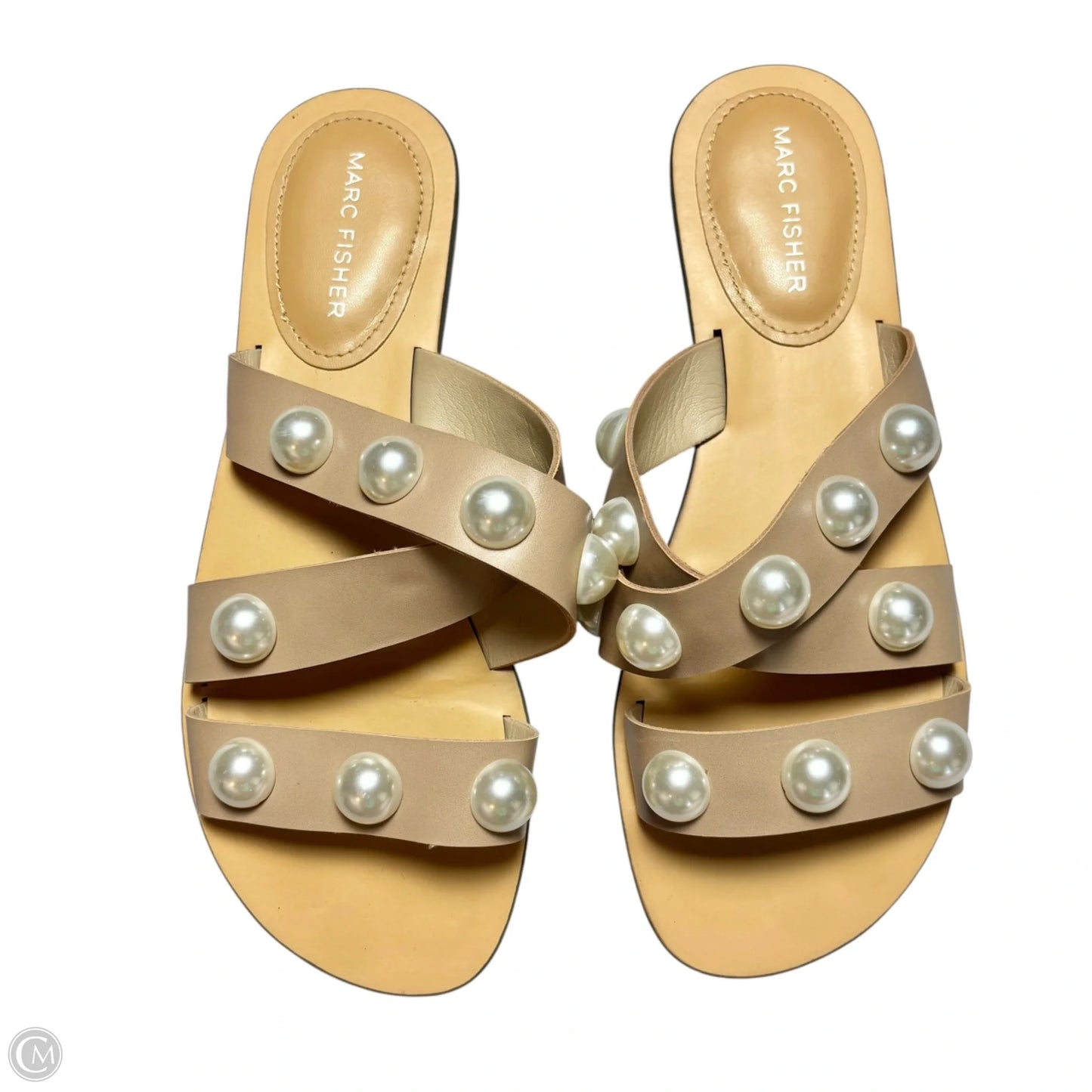 Sandals Flats By Marc Fisher In Tan & White, Size: 8