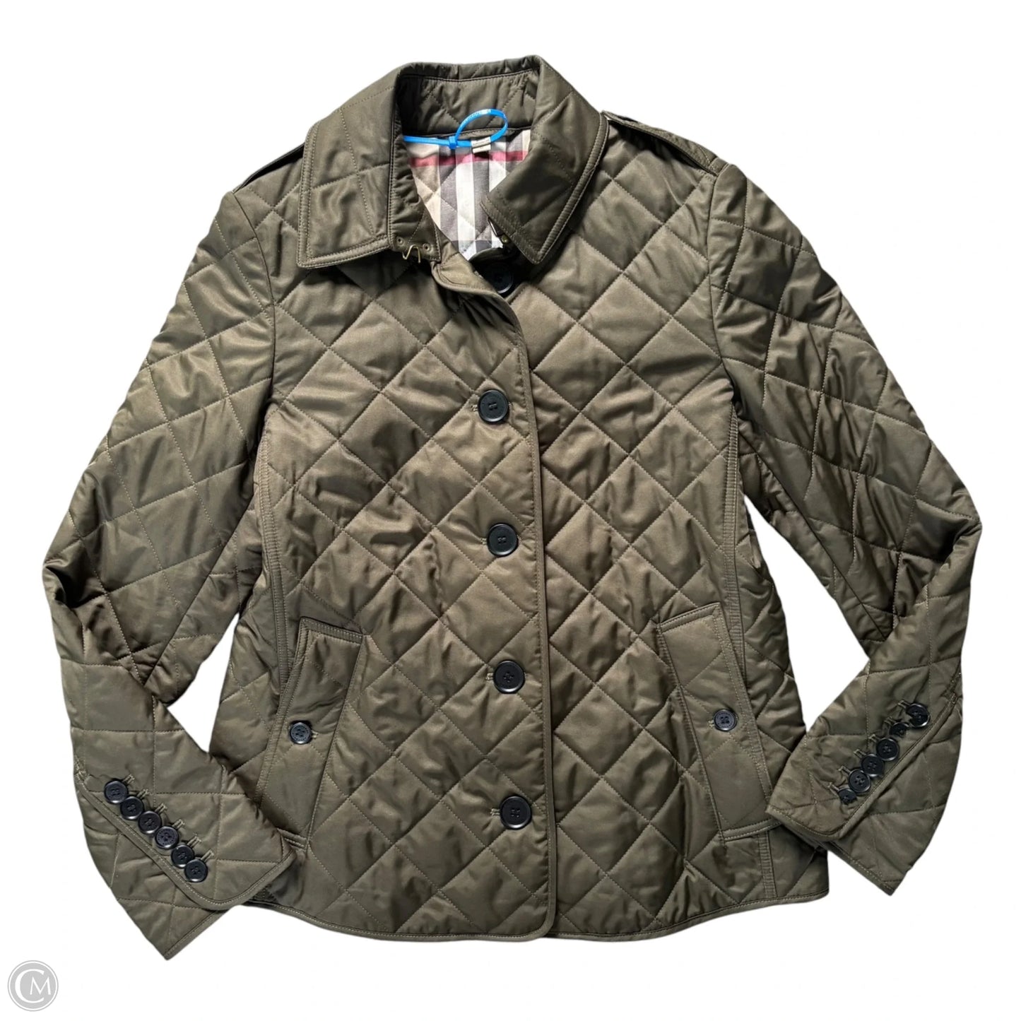 Jacket Luxury Designer By Burberry In Green, Size: M