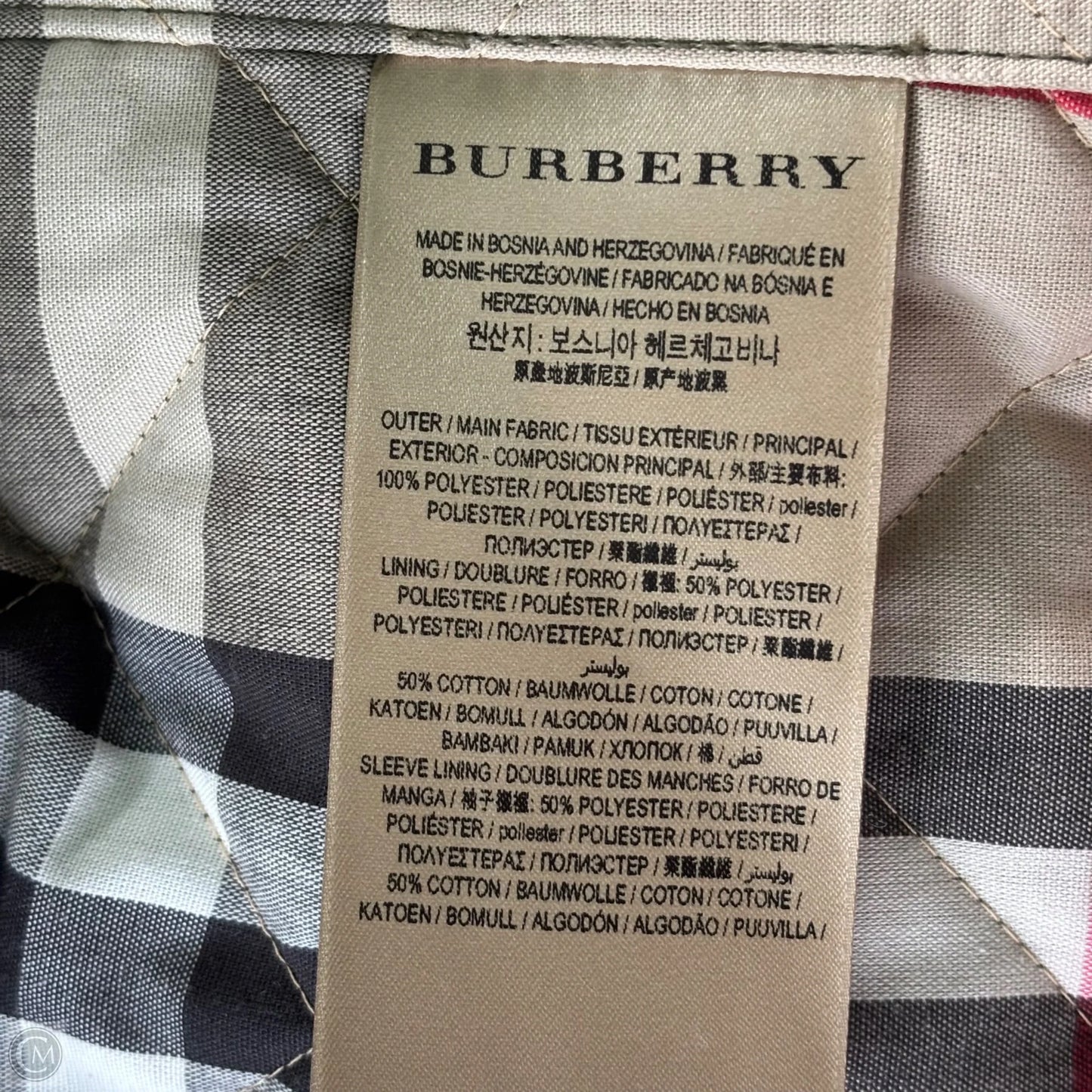 Jacket Luxury Designer By Burberry In Green, Size: M