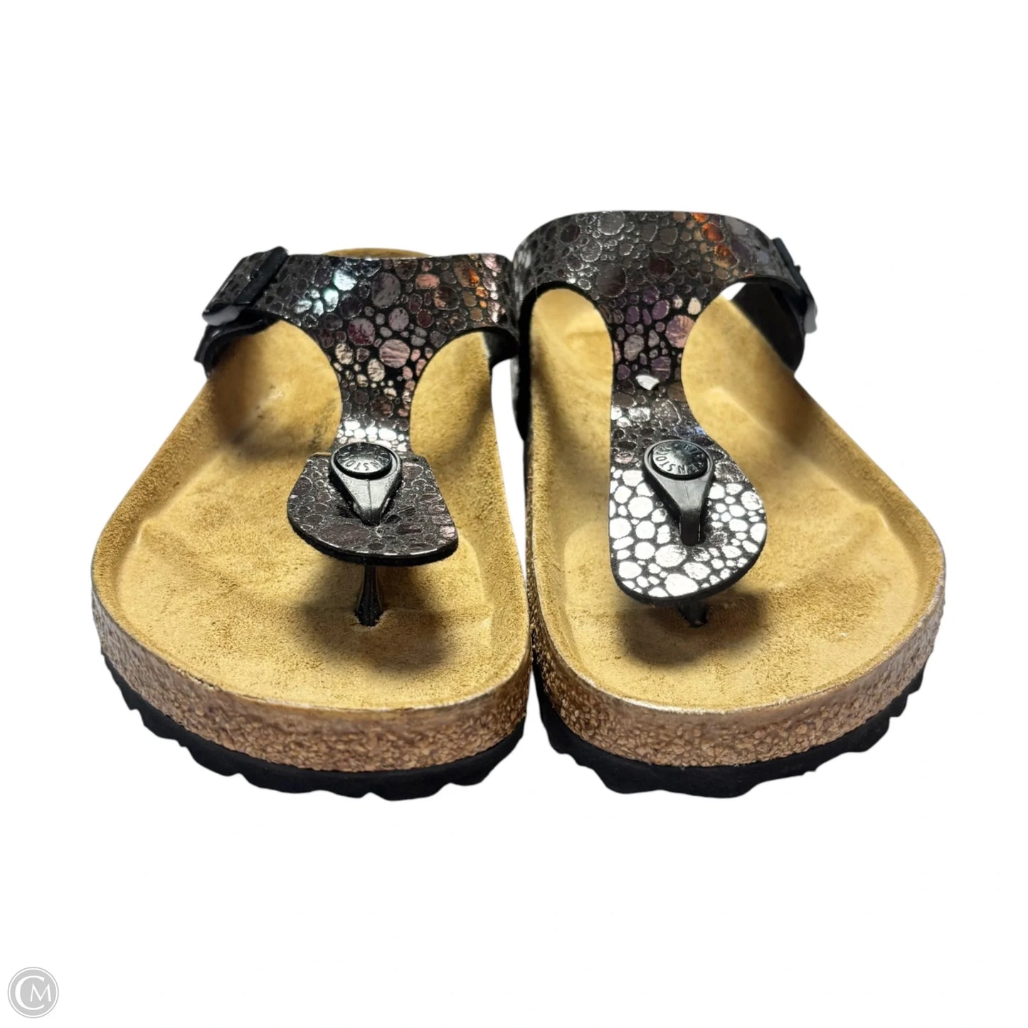Sandals Flip Flops By Birkenstock In Black & Brown, Size: 5