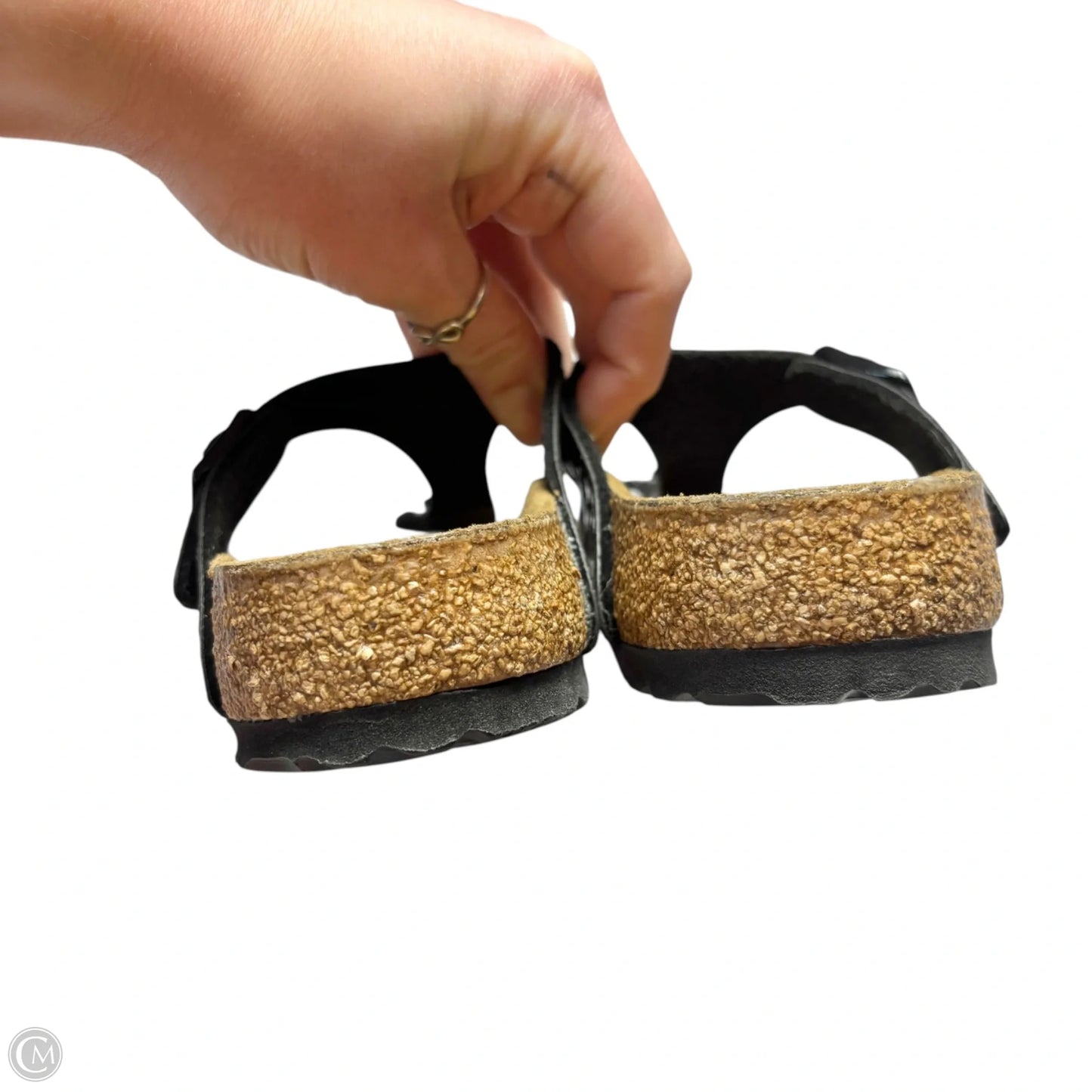 Sandals Flip Flops By Birkenstock In Black & Brown, Size: 5