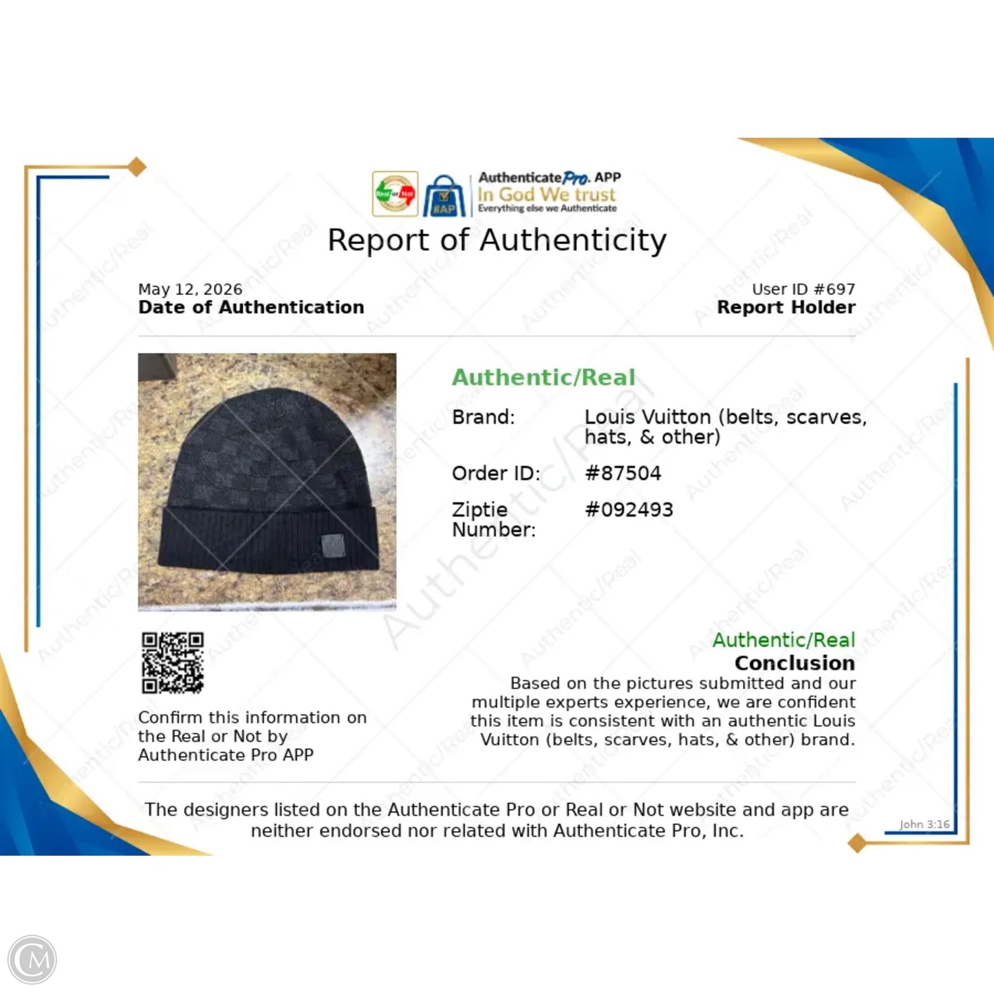 Hat Luxury Designer By Louis Vuitton, Size: S