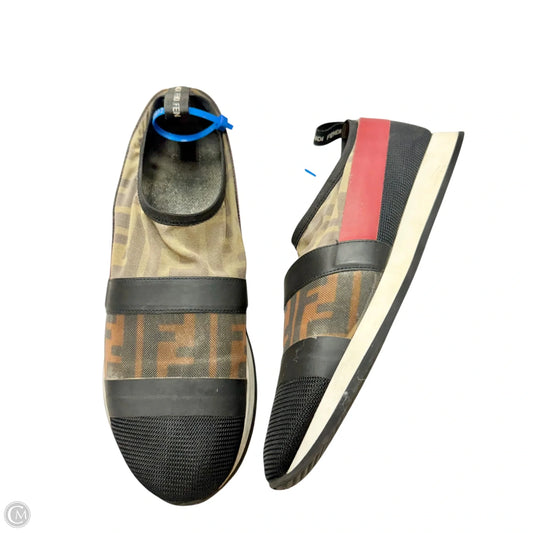 Shoes Luxury Designer By Fendi In Black & Tan, Size: 7.5