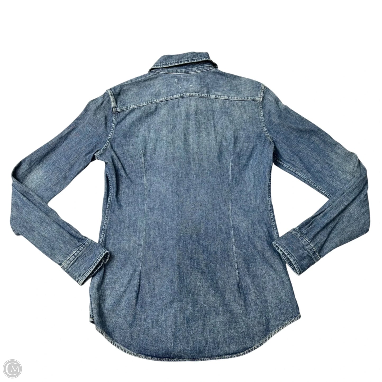 Blouse Long Sleeve By Ralph Lauren In Blue Denim, Size: Sp
