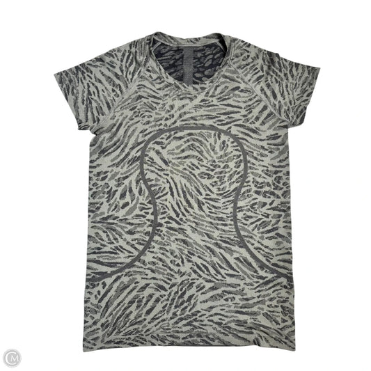 Athletic Top Short Sleeve By Lululemon In Black & Grey, Size: M