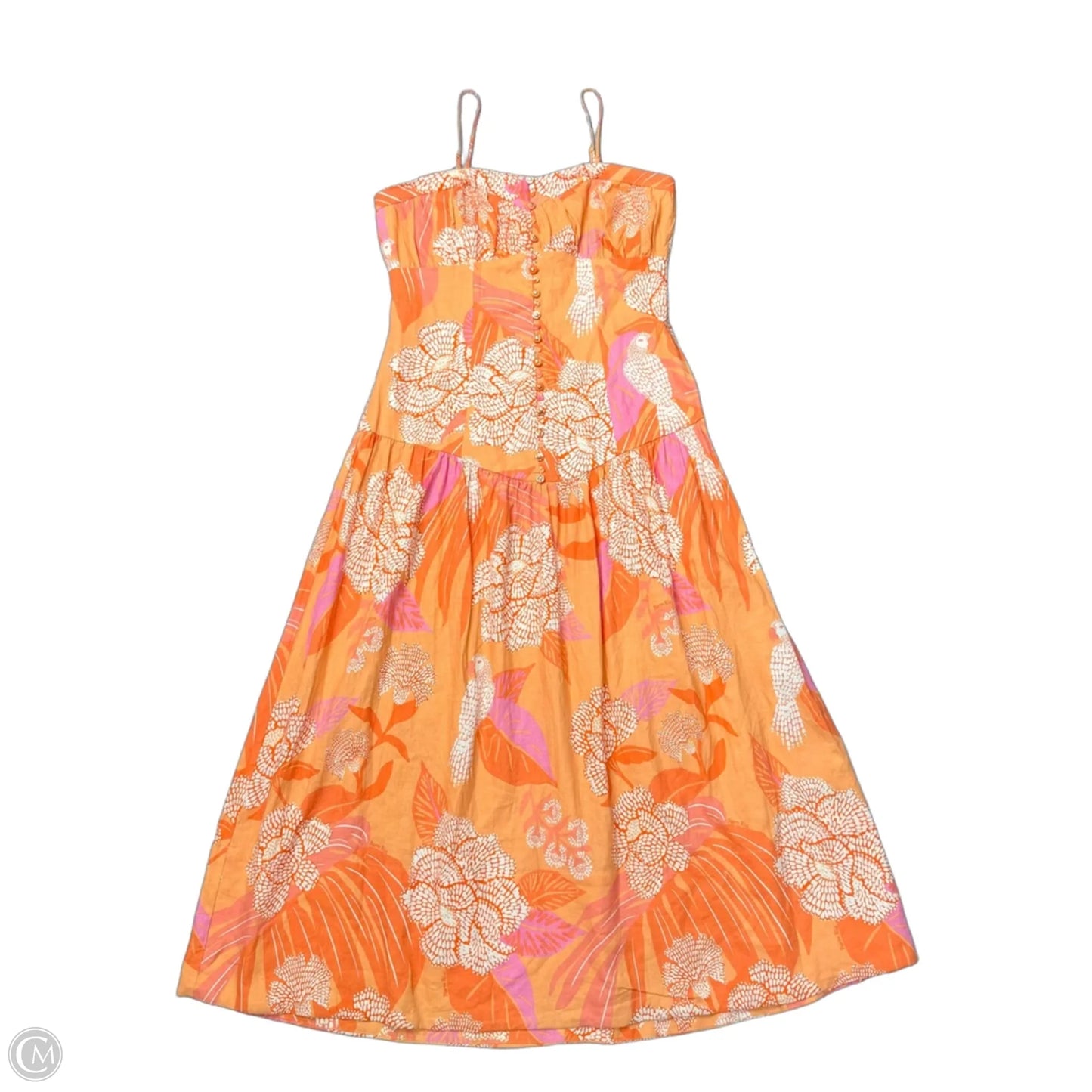 Dress Casual Maxi By Farm Rio In Orange & White, Size: L