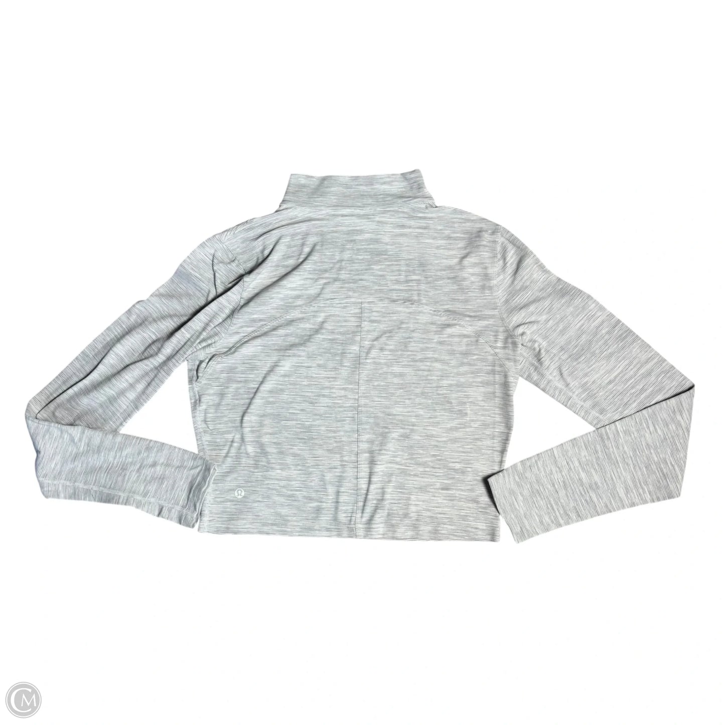 Athletic Top Long Sleeve Collar By Lululemon In Grey & White, Size: S
