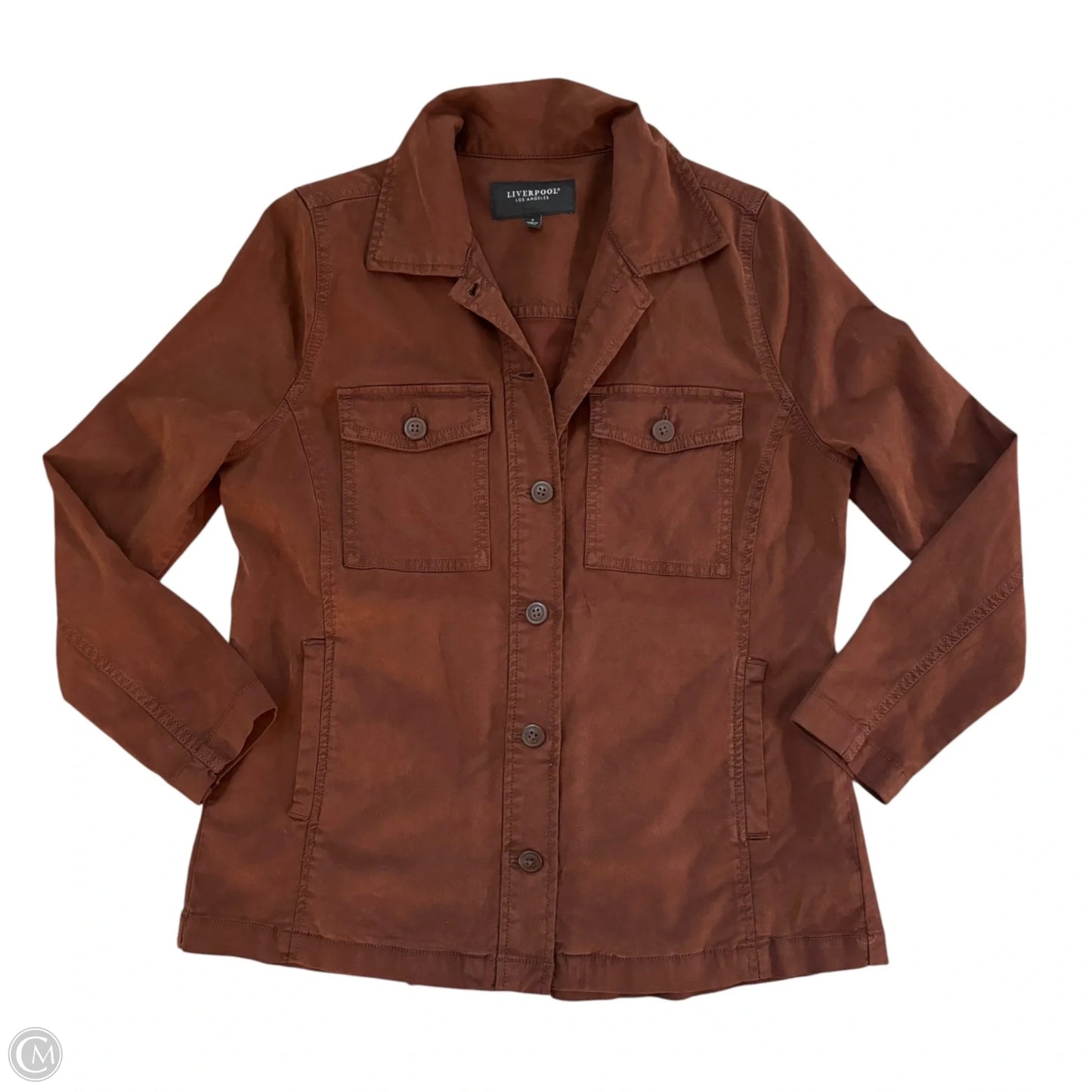 Jacket Shirt By Liverpool In Brown Denim, Size: S