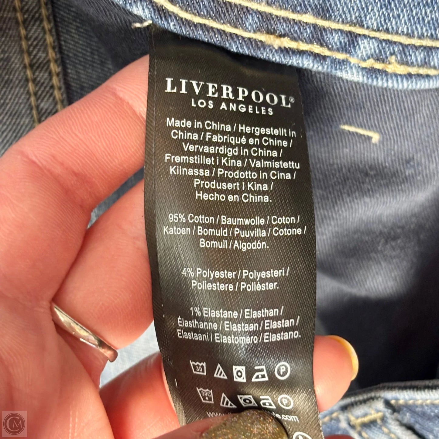 Jeans Wide Leg By Liverpool In Blue Denim, Size: 4