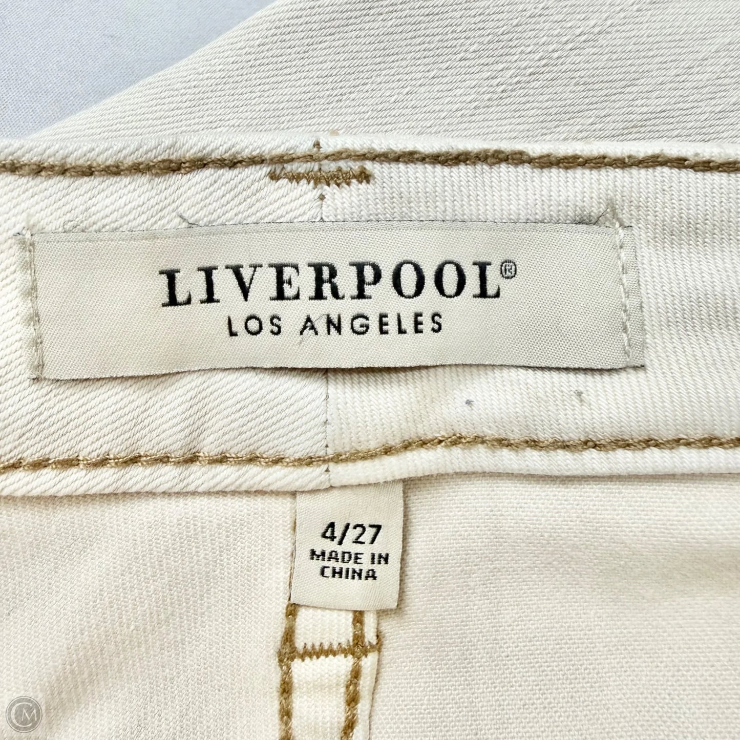 Jeans Flared By Liverpool In White Denim, Size: 4