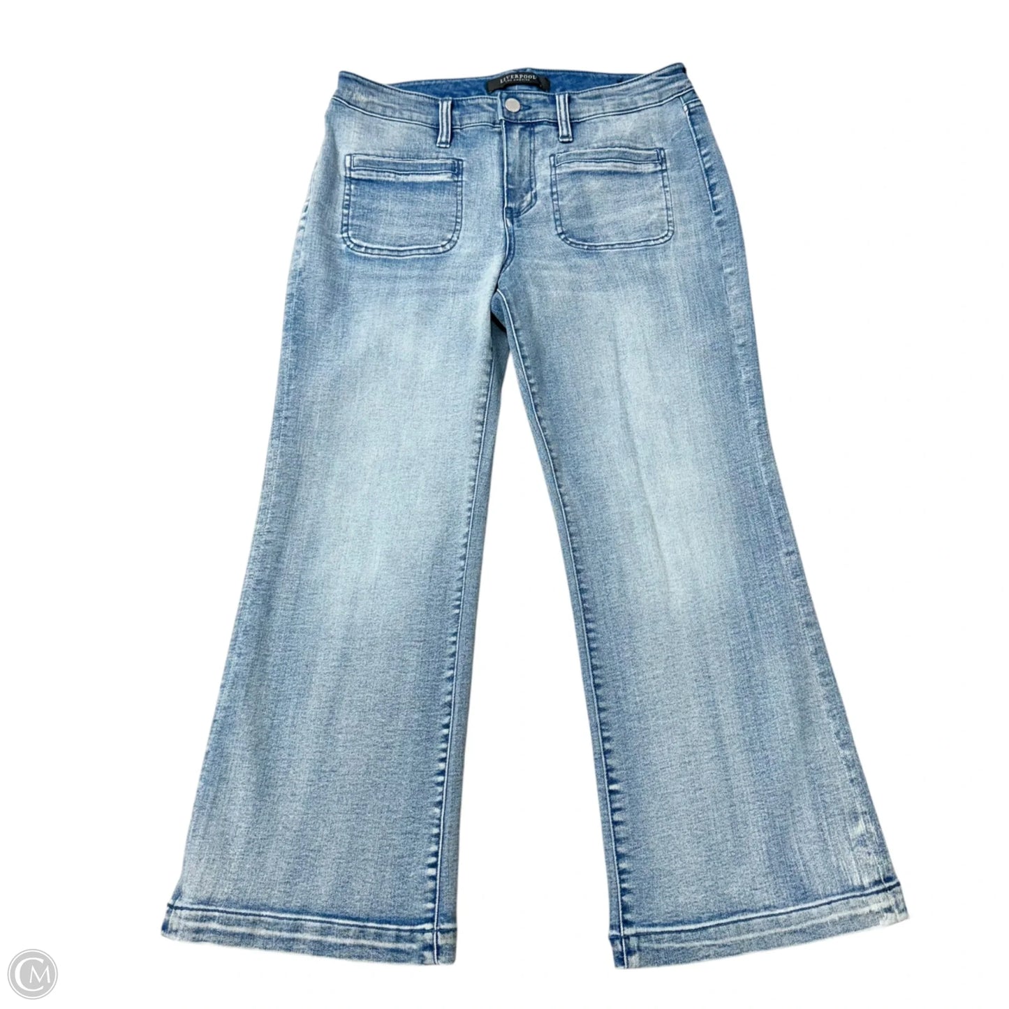 Jeans Cropped By Liverpool In Blue Denim, Size: 8