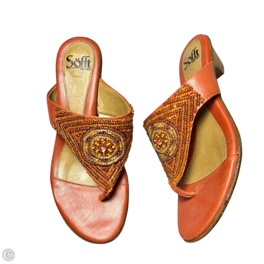Sandals Flip Flops By Sofft In Orange, Size: 8.5