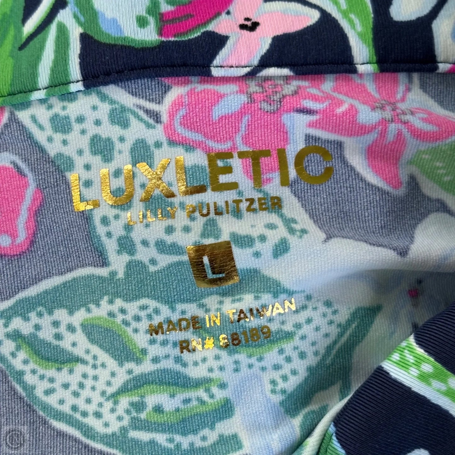 Top Long Sleeve Designer By Lilly Pulitzer In Blue & Green, Size: L