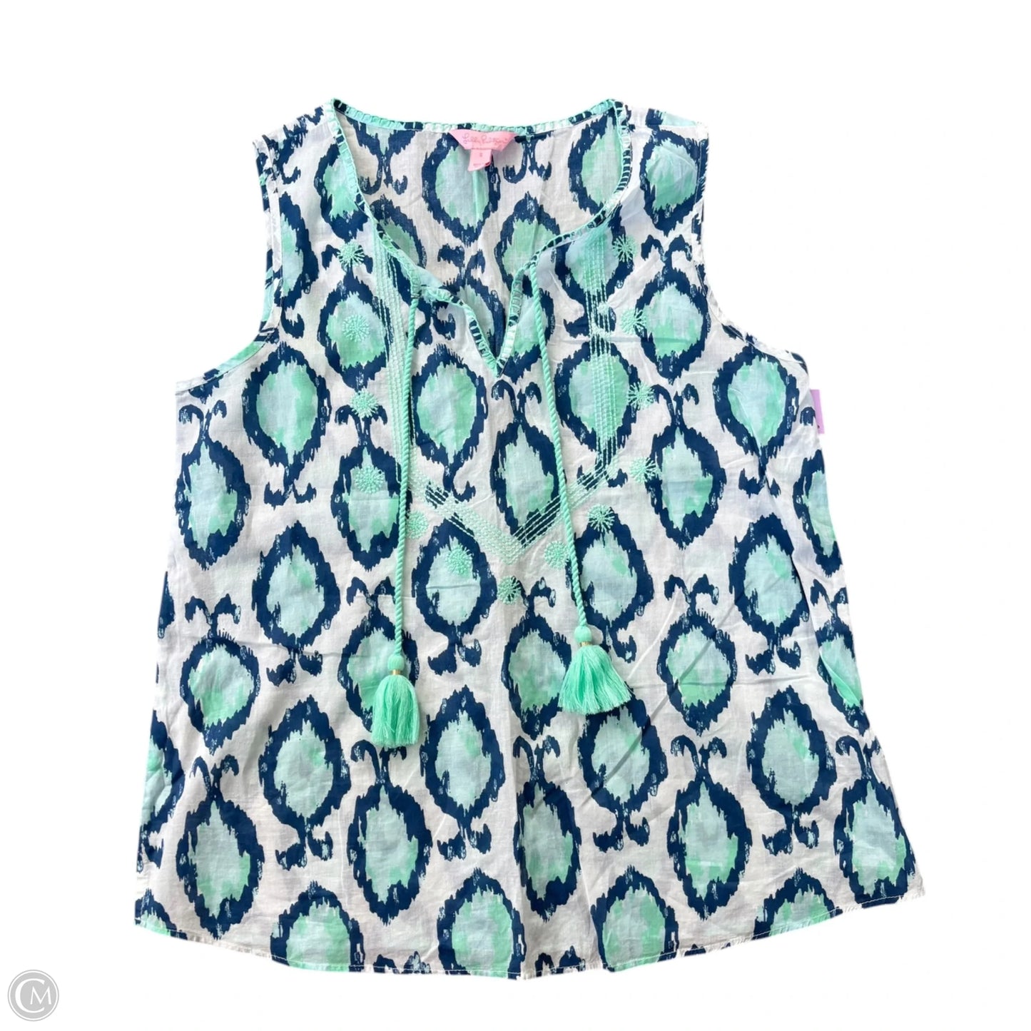 Blouse Designer By Lilly Pulitzer In Blue & White, Size: S