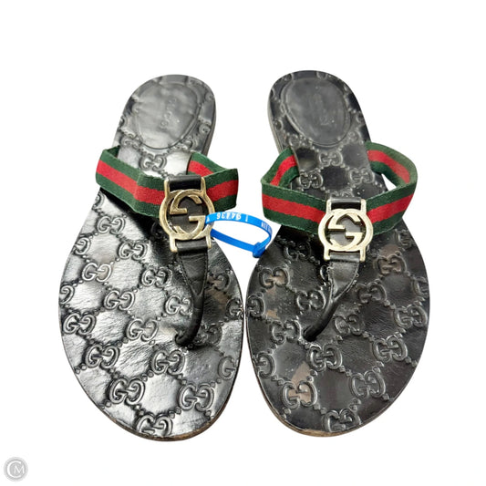 Sandals Luxury Designer By Gucci In Black, Size: 7.5