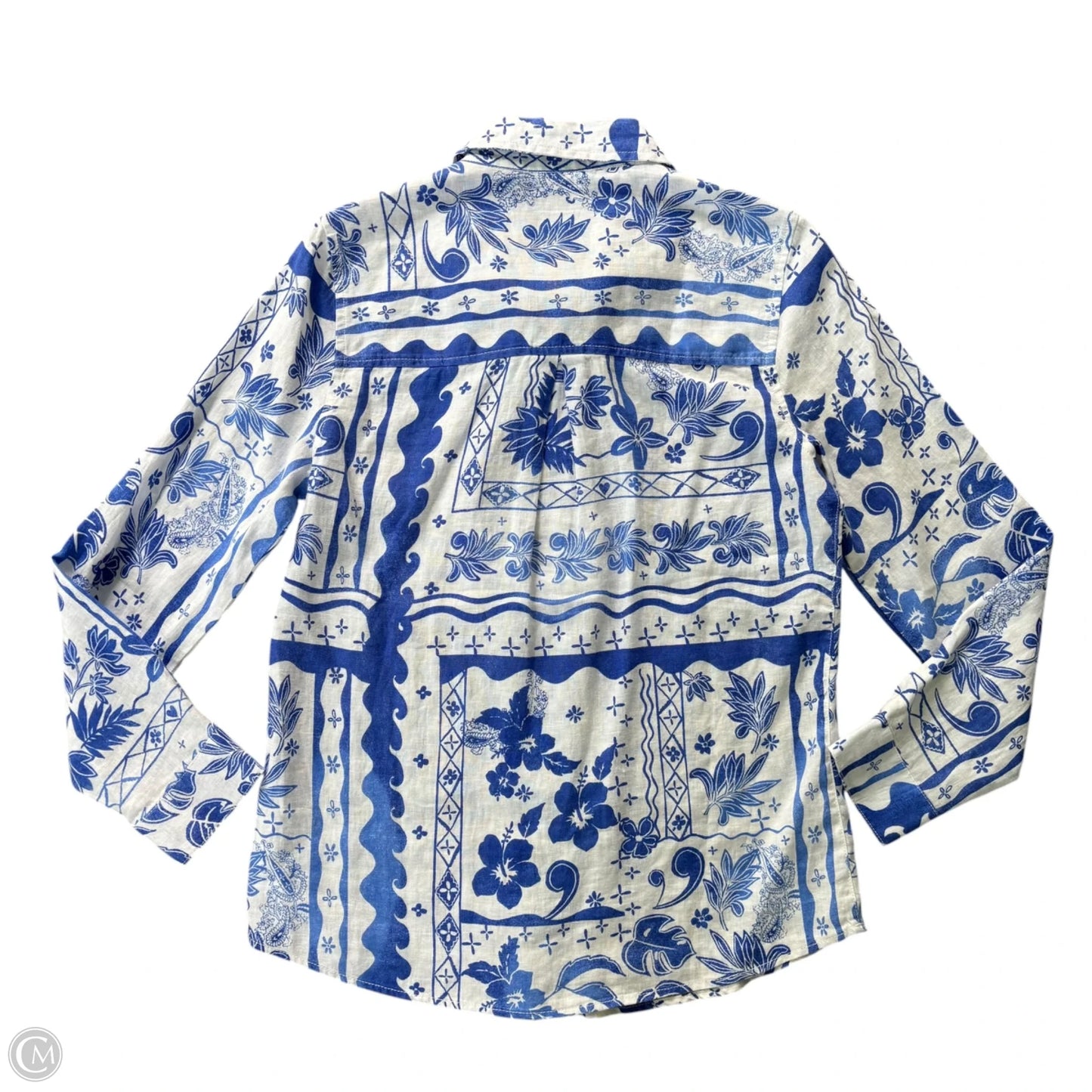 Blouse Long Sleeve By Joie In Blue & White, Size: S