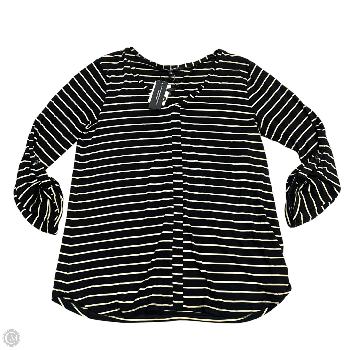 Top Long Sleeve By Cable And Gauge In Black & Tan, Size: Xl